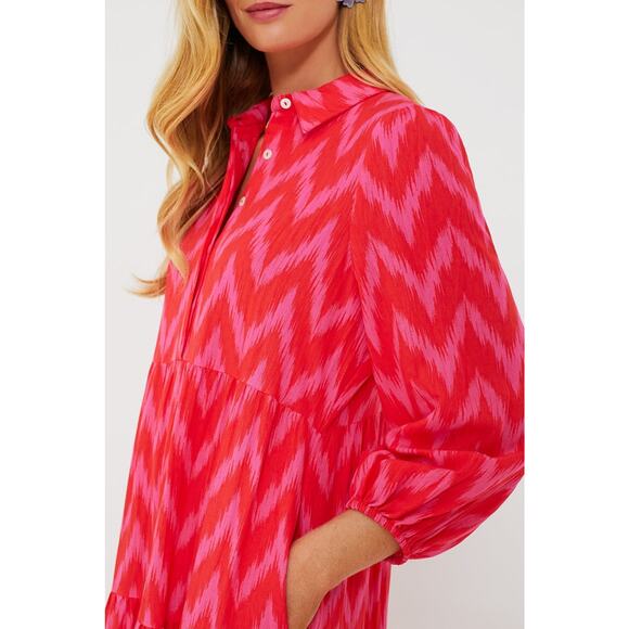 POMANDER PLACE Hot Pink Ikat Mabel Maxi Dress Size M NWT Retail $158 Tuckernuck - Picture 6 of 8